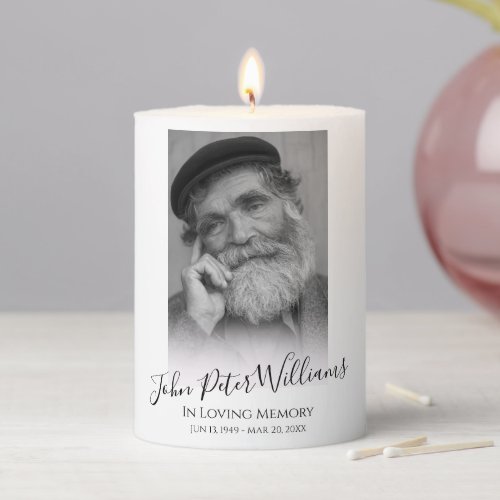 Modern Personalized Photo Memorial Pillar Candle