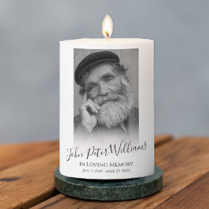 Modern Personalized Photo Memorial Pillar Candle