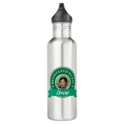 Modern Personalized Photo_Name Badge Logo Design Stainless Steel Water Bottle