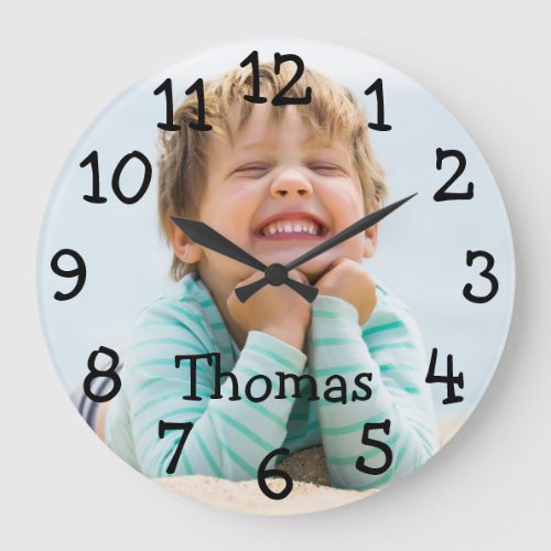 Modern Personalized Photo Name Large Clock