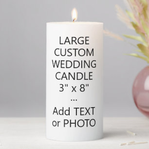 Modern Personalized Photo or Text Large Wedding Pillar Candle