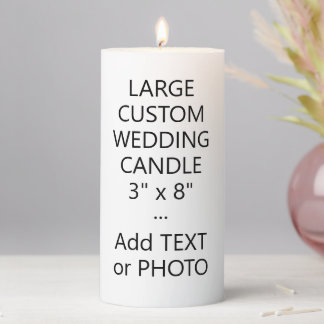 Modern Personalized Photo or Text Large Wedding Pillar Candle