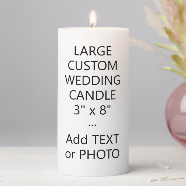 Modern Personalized Photo or Text Large Wedding Pillar Candle (In Situ)