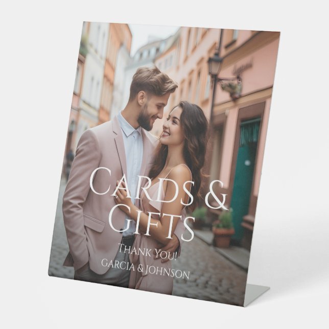 Modern Personalized Photo Pedestal Sign (Front)