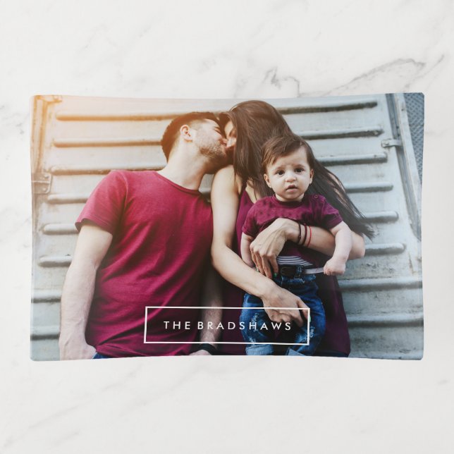 Modern Personalized Photo Trinket Tray (Front)
