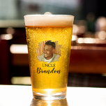 Modern Personalized Photo Uncle Glass<br><div class="desc">Fun personalized glass tumbler features a scratched effect photo,  'UNCLE',  and your name. This minimal design makes the perfect gift for graduations,  birthdays and christmas. Easy to personalize and you can change the font style,  size and color by clicking on the link after personalizing.</div>