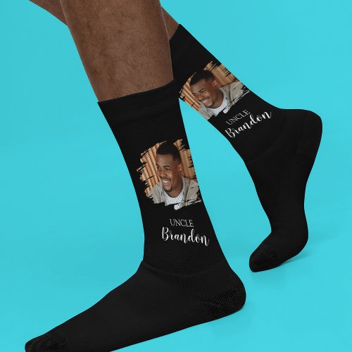 Modern Personalized Photo Uncle Socks