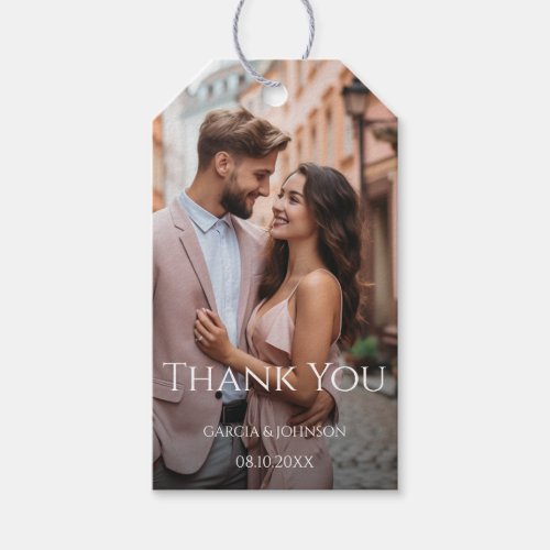 Modern Personalized Photo Wedding Favor Tags