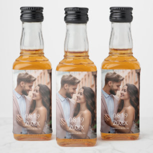 Modern Personalized Photo Wedding Liquor Bottle Label