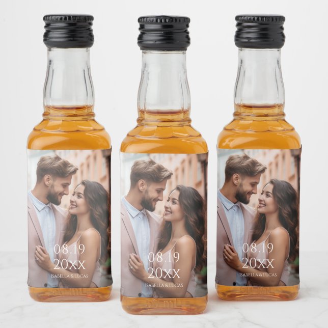 Modern Personalized Photo Wedding Liquor Bottle Label (Bottles)