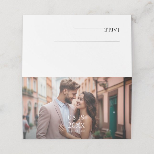 Modern Personalized Photo Wedding  Place Card (Outside Unfolded)