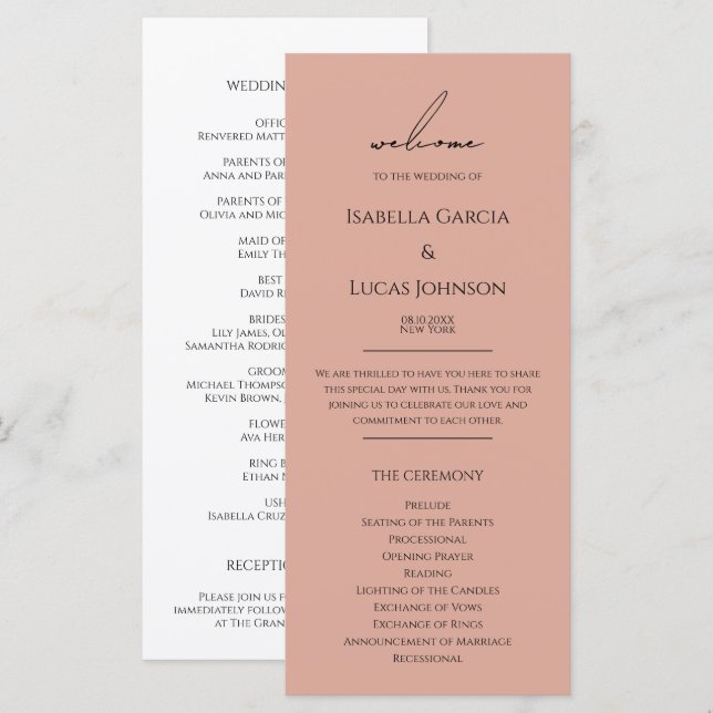 Modern Personalized Photo Wedding Program (Front/Back)