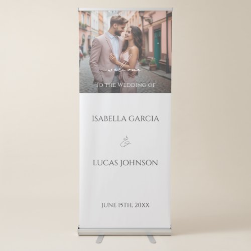 Modern Personalized Photo Wedding Retractable Banner