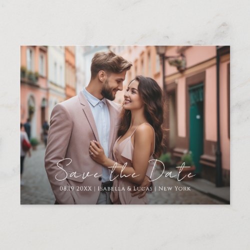 Modern Personalized Photo Wedding Save the Date Announcement Postcard