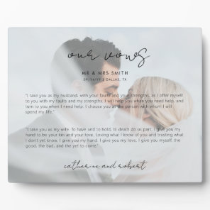 Modern Personalized Photo Wedding Vows Plaque