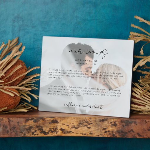 Modern Personalized Photo Wedding Vows Plaque Zazzle