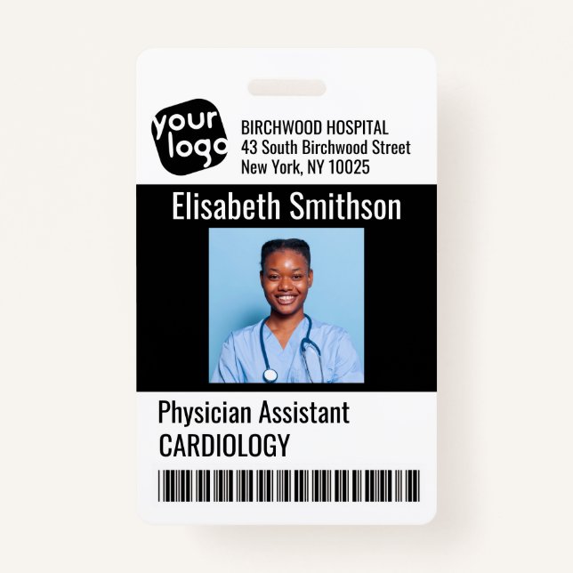    Modern Personalized Physician Assistant ID Card Badge (Front)