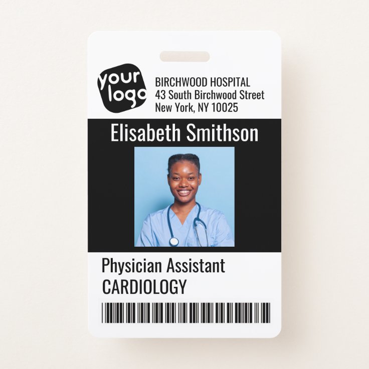 Modern Personalized Physician Assistant Id Card Badge 