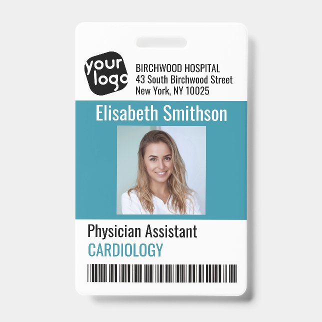    Modern Personalized Physician Assistant ID Card Badge (Front)