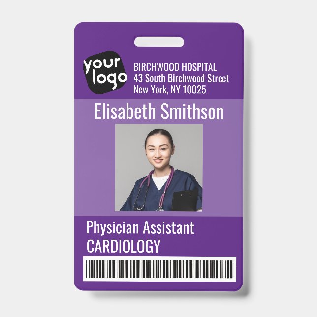    Modern Personalized Physician Assistant ID Card Badge (Front)