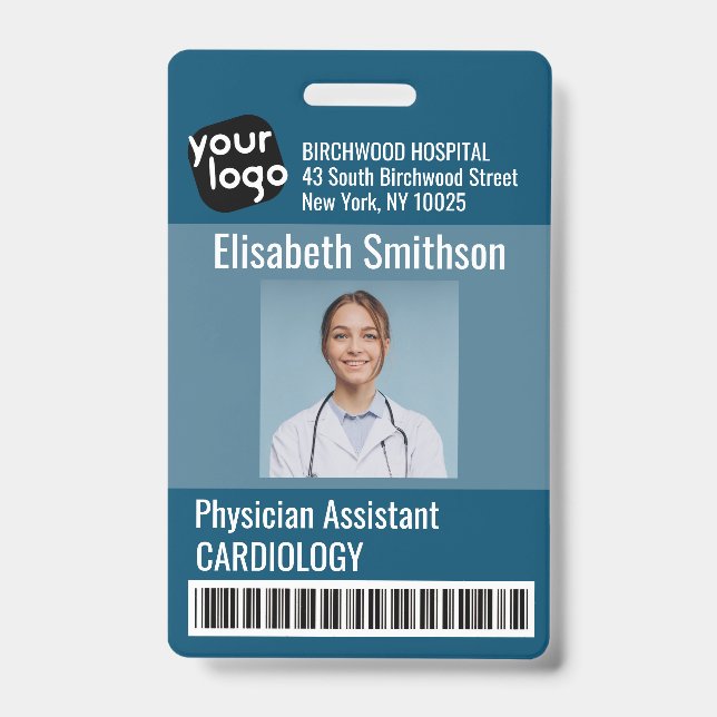   Modern Personalized Physician Assistant ID Card Badge (Front)