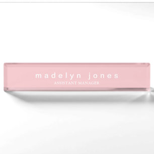 Modern Personalized Pink Desk Name Plate