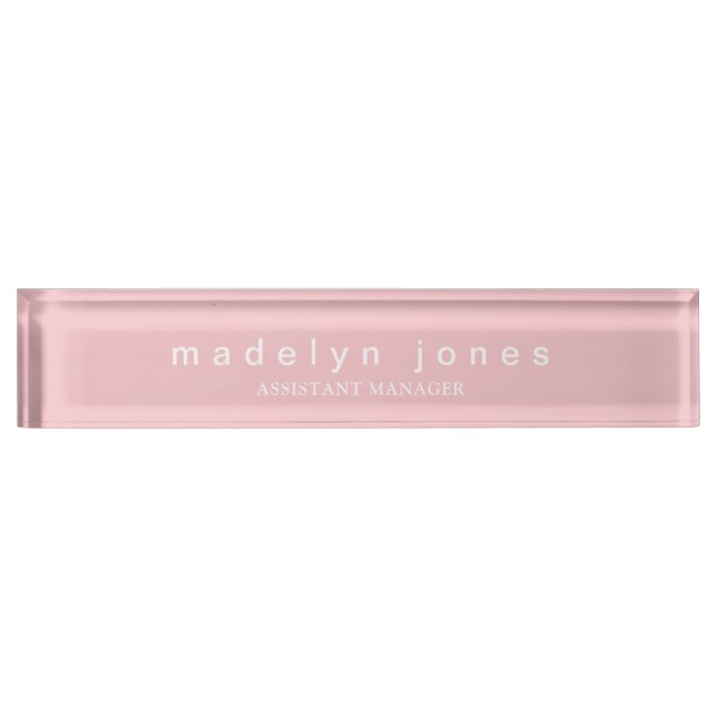 Modern Personalized Pink Desk Name Plate (Front)