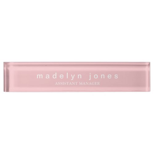 Modern Personalized Pink Desk Name Plate