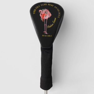 Modern Personalized Pink Flamingo Golf Head Cover