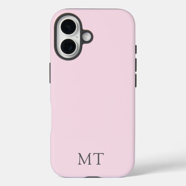 Modern Personalized Pink Grey Initial Monogram Case-Mate iPhone Case (Back)