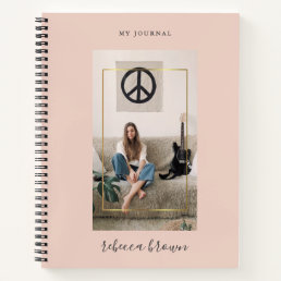 Modern Personalized Pink Handwritten Gold Frame Notebook