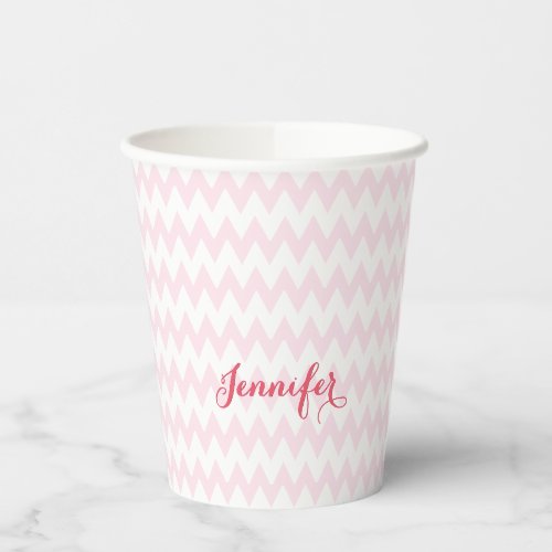 Modern Personalized Pink Pattern Elegant Monogram Paper Cups