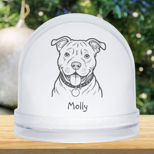 Modern Personalized Pitbull Dog Christmas Snow Globe