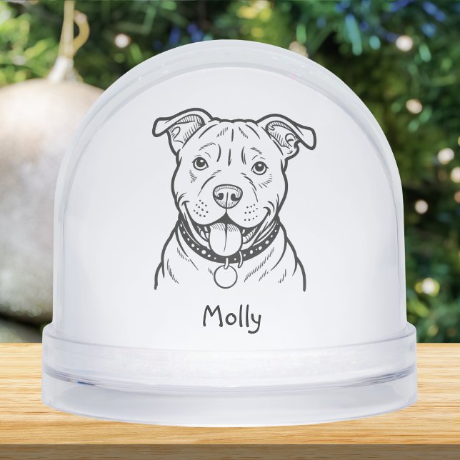 Modern Personalized Pitbull Dog Christmas Snow Globe (Creator Uploaded)