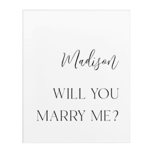 Modern Personalized Proposal Acrylic Sign Acrylic Print