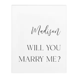 Modern Personalized Proposal Acrylic Sign Acrylic Print