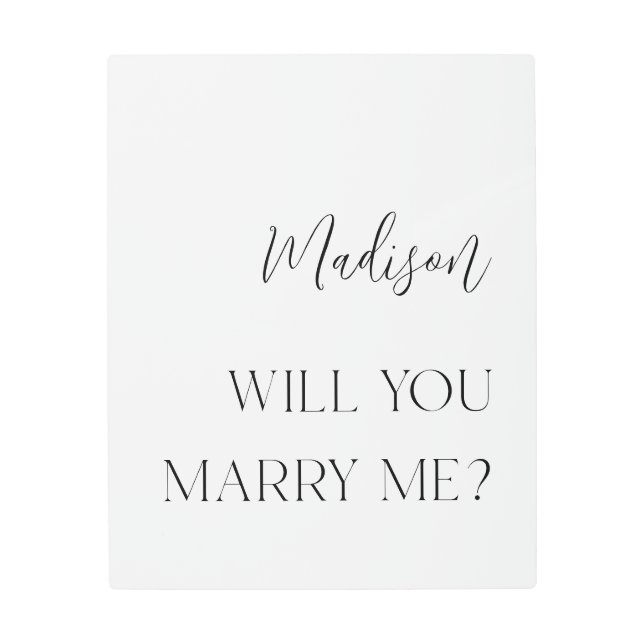 Modern Personalized Proposal  Metal Print (Front)