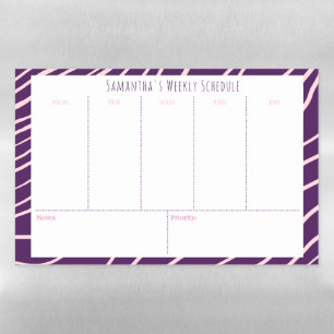 Modern Personalized Purple Class Schedule Magnetic Dry Erase Sheet