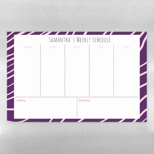 Modern Personalized Purple Class Schedule Magnetic Dry Erase Sheet