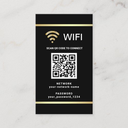 Modern Personalized QR Code Wifi Network Password Business Card