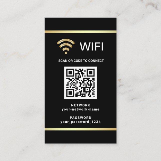 Modern Personalized QR Code Wifi Network Password Business Card (Front)