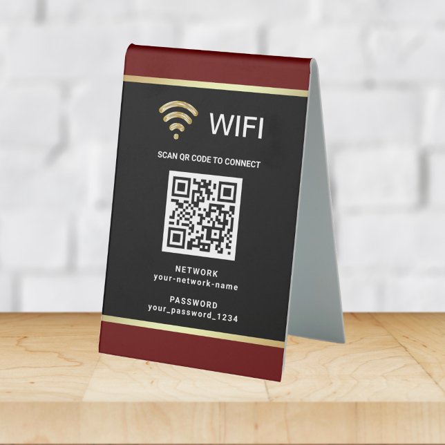 Modern Personalized QR Code Wifi Network Password Table Tent (Creator Uploaded)