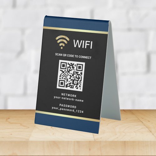 Modern Personalized QR Code Wifi Network Password Table Tent Sign