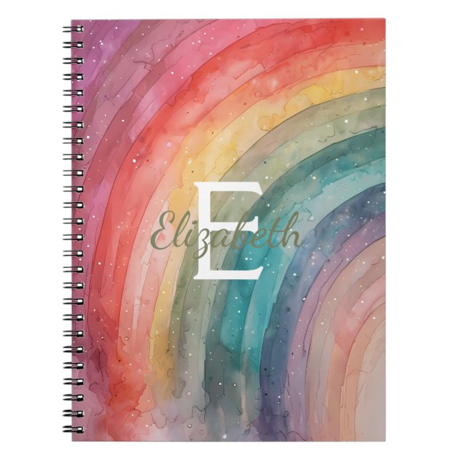 Modern Personalized Rainbow Photo Notebook (Front)