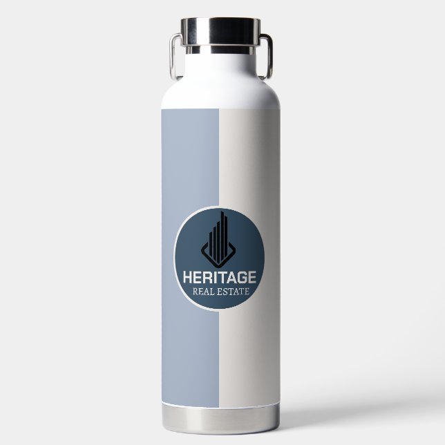 Modern Personalized Real Estate Name With Logo  Water Bottle (Front)