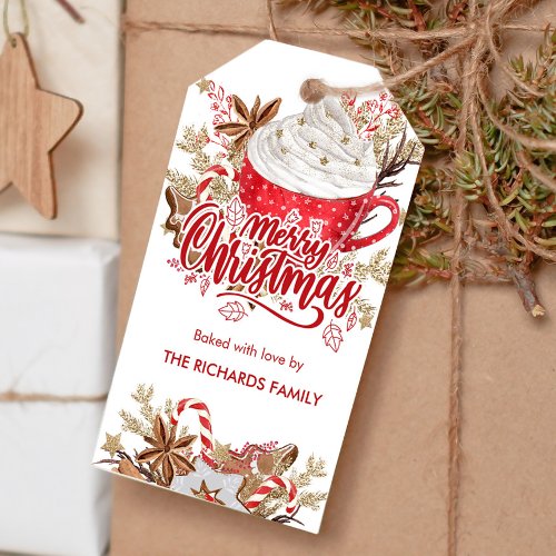 Modern Personalized Red Christmas Cookie Gift Tag