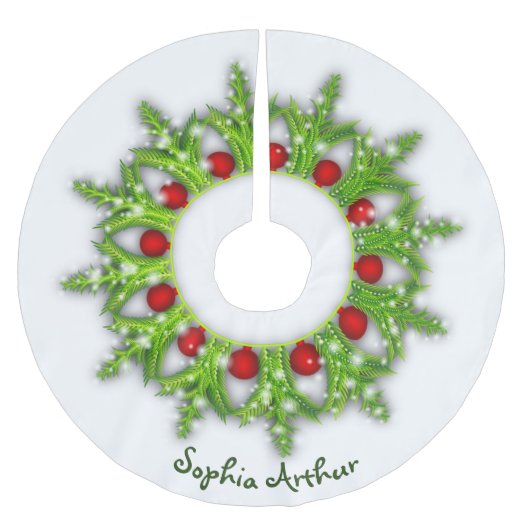 Modern Personalized Red Gold Wreath Christmas
