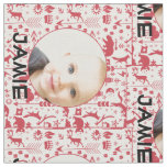 Modern Personalized Red Rustic Forest  Your Photo Fabric