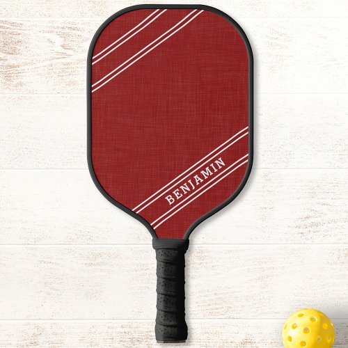 Modern Personalized Red White Player Name Pickleball Paddle