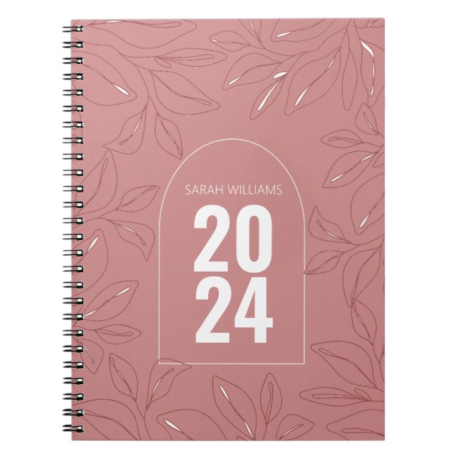 Modern Personalized Rose Pink Notebook Gift Idea (Front)